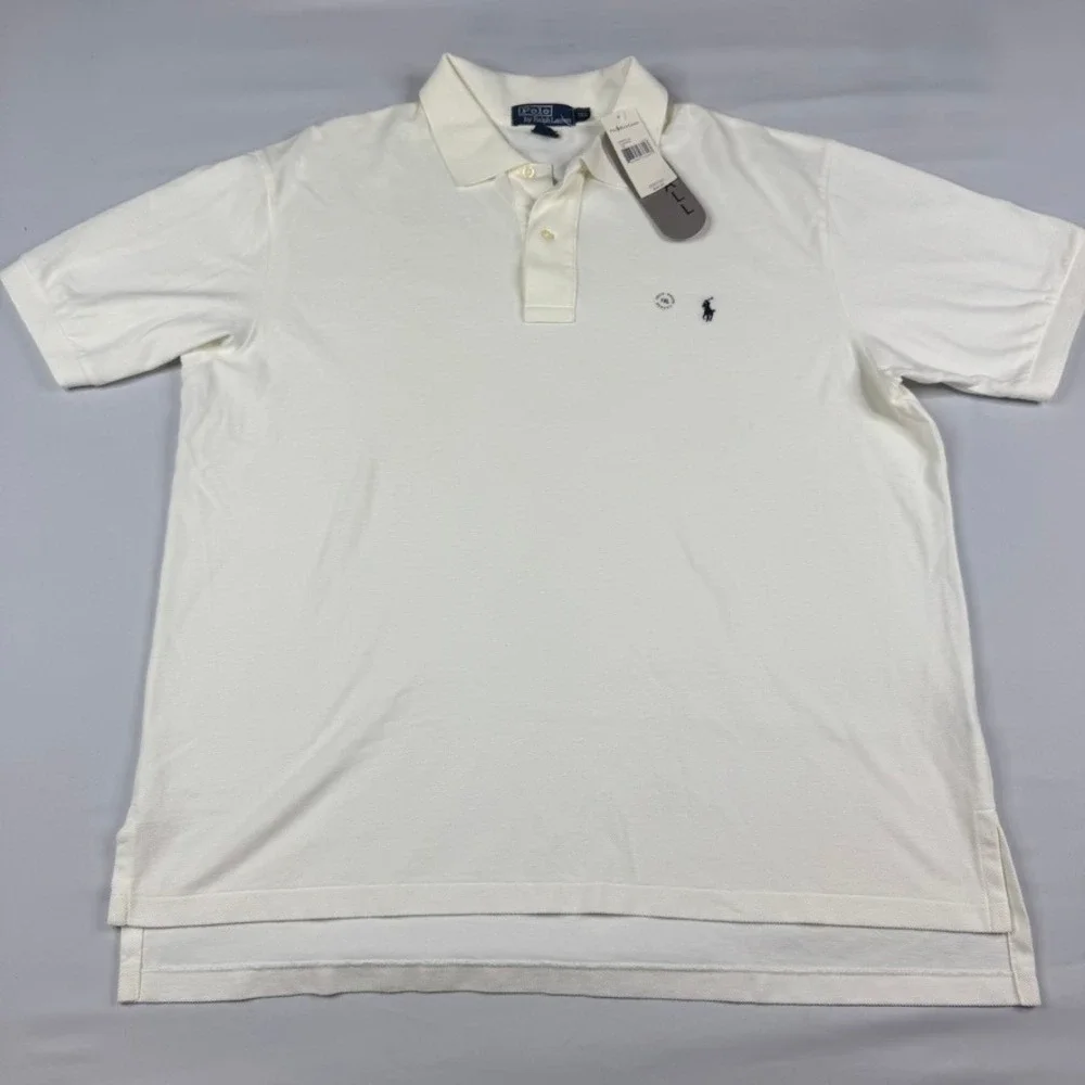 Vtg Polo Ralph Lauren Polo Shirt Mens XL Cream White Pony USA Made NWT Deadstock